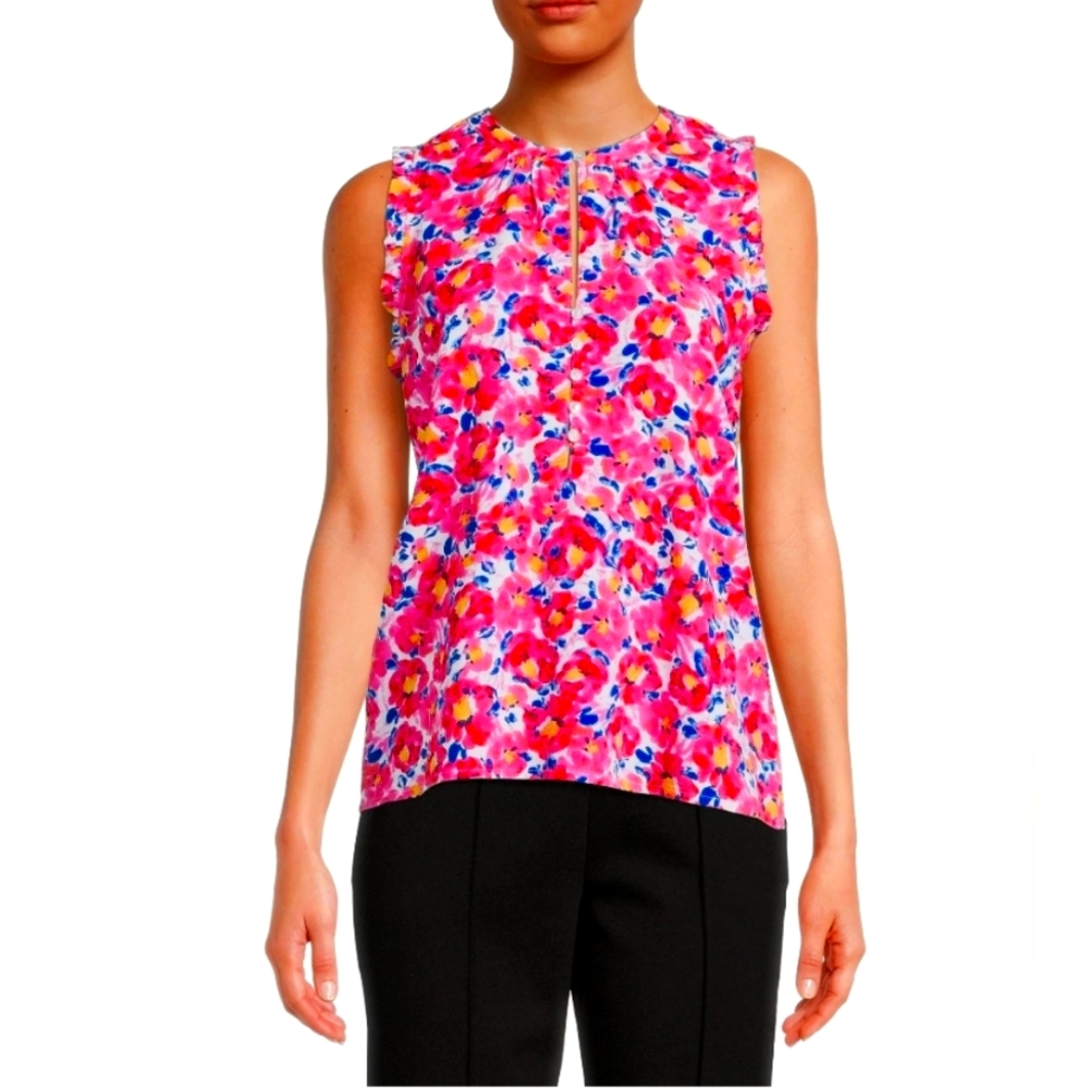 Time and Tru Women's Ruffle Trim Tank Top Size Medium Women's NWOT